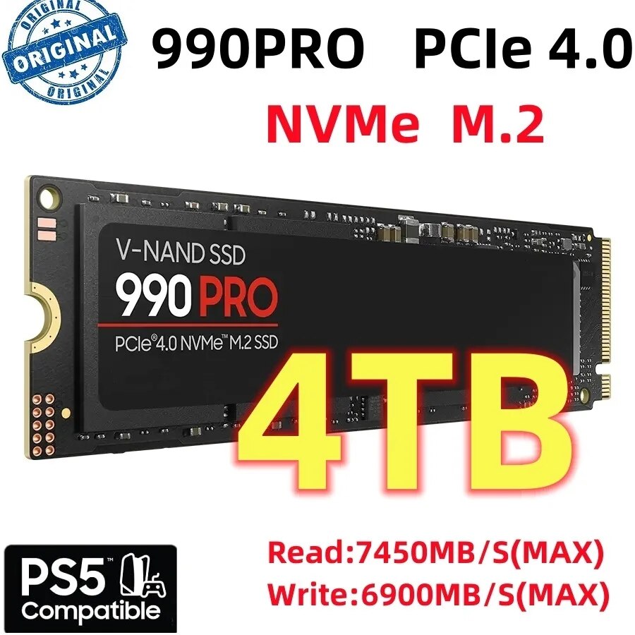 990 PRO ̹  ָ Ʈ ϵ ̺, PS5 Ʈ ũž, 4TB, 2TB, 1TB, M.2 2280 SSD, PCIe4.0 NVMe, ִ 7450 MB/s